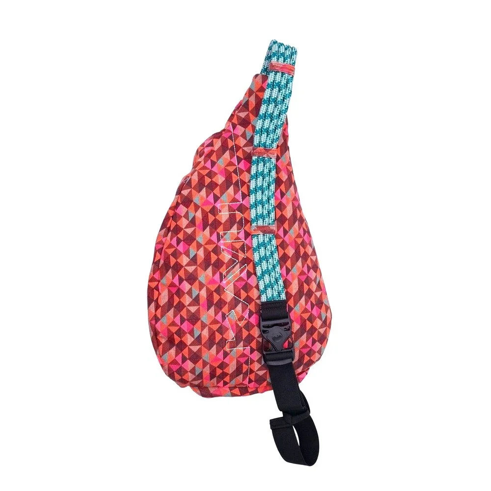 KAVU Rope Bag Jumble Dash Sling Backpack Geometric Print Multicolor EUC